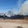 Imagine Intervenție de urgență în Slatina: Un incendiu puternic declanșat de cabluri de înaltă tensiune distruge 50 de tone de lemne