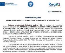 Foto Comunicat de presă - „REABILITARE TERMICĂ CLADIREA COMPLEX SERVICII SF. ELENA CORABIA“