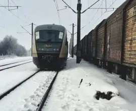 Foto Tren cu zeci de călători rămas în frig, pe un câmp, în apropiere de judeţul Olt (FOTO)